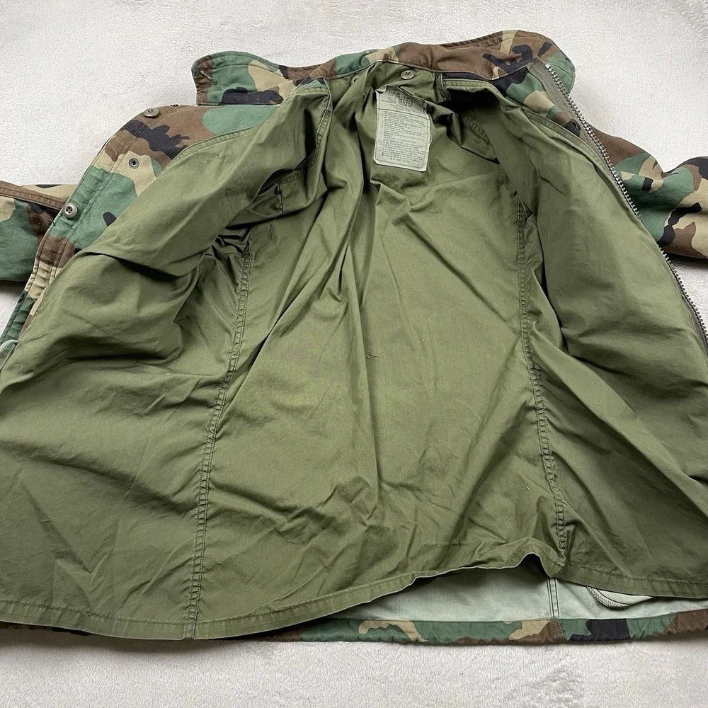 Vintage Military M-65 Field Jacket Mens Medium Long Camo Cold Weather Hoodie